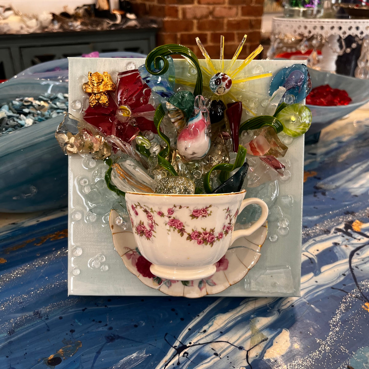 Art | Teacup Bouquet | 8x8